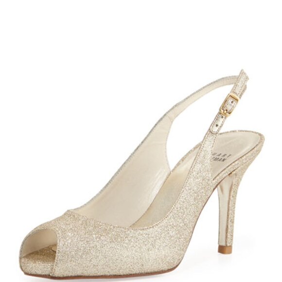 Stuart Weitzman Litely Aurora Glitter Gold Pump - Picture 1 of 16